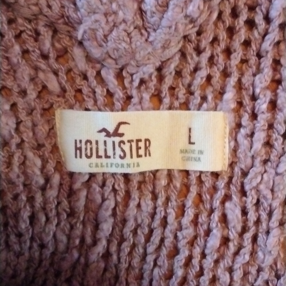 Hollister lavender sweater. Size large. Great details in the back! So fall! - Picture 6 of 9